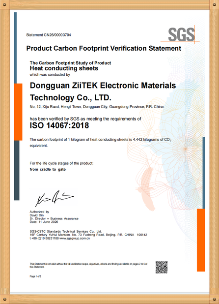 China Dongguan Ziitek Electronical Material and Technology Co., Ltd certification